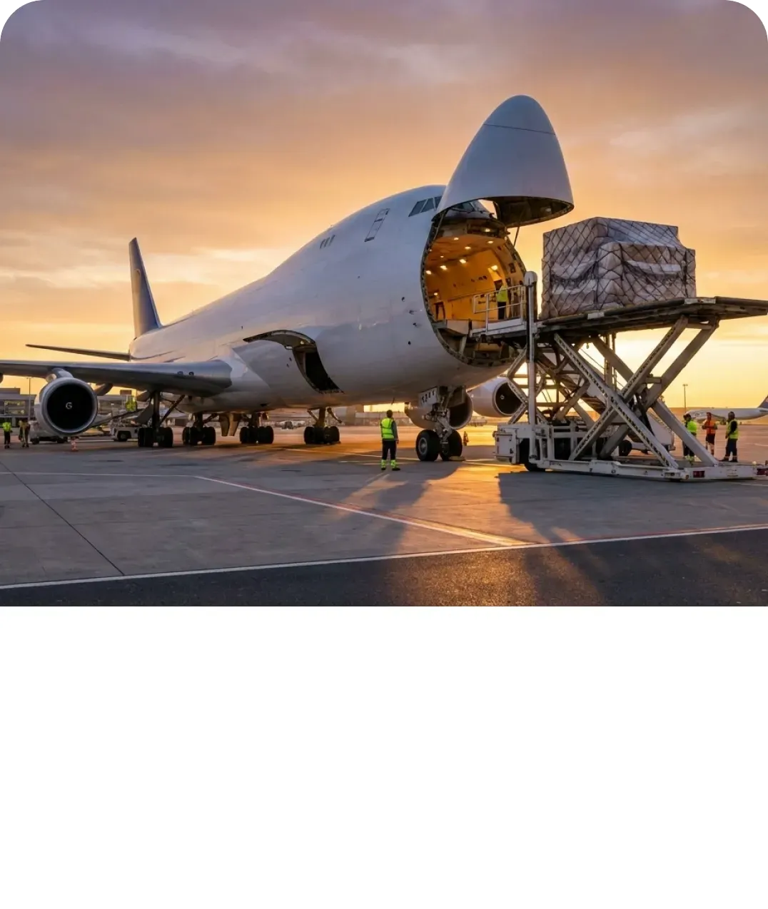 Cargo aircraft being loaded with freight