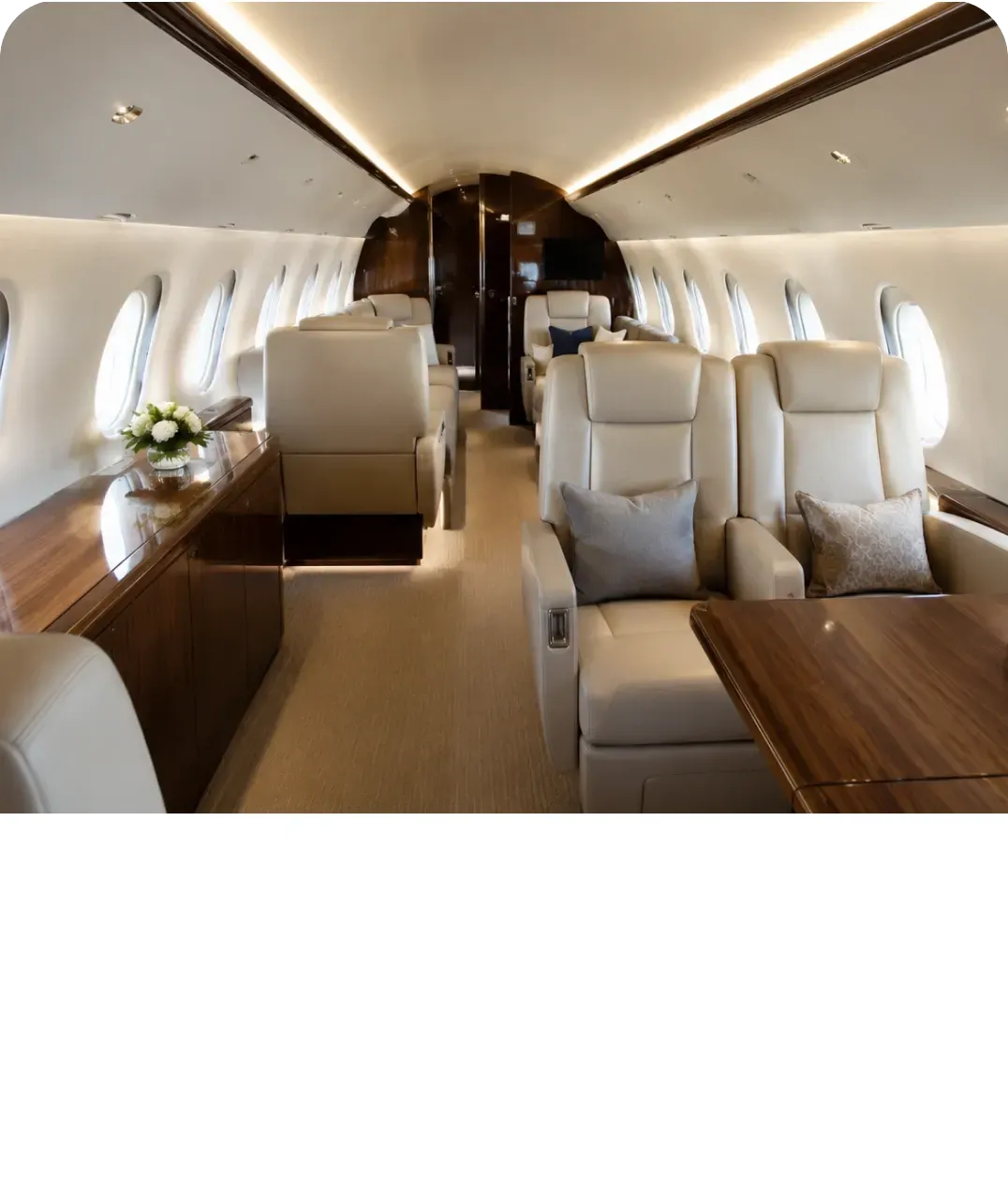 Private jet on the tarmac at sunset